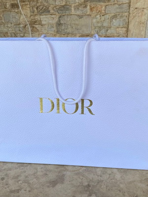 Dior paper bag like new, 30cm x 42cm, white with gold logo