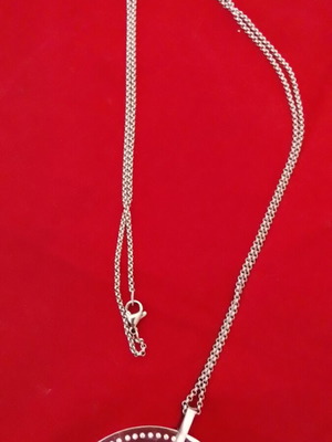 Metal necklace used, stainless with zircon stones, 80 cm