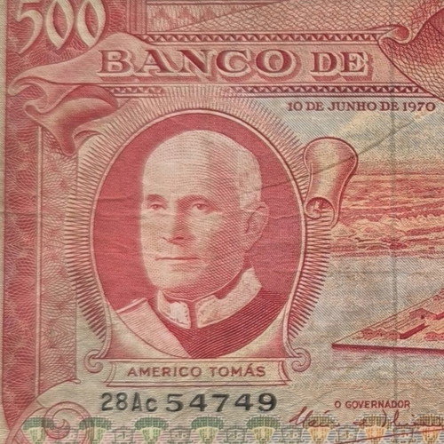 500 Escudos 1970 banknote Portuguese Angola used