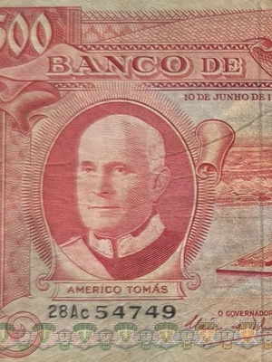 500 Escudos 1970 banknote Portuguese Angola used