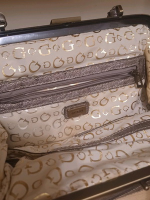 Guess leather handbag used, silver, authentic from USA
