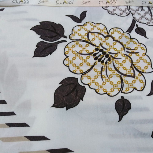 Cotton satin bed sheet set new super king with printed top sheet and ecru bottom sheet