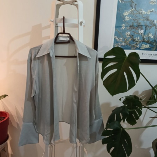 Mango wrap shirt grey silver size S like new