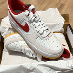 Nike Air Force 1 Low new with white leather, red Swoosh and suede panels