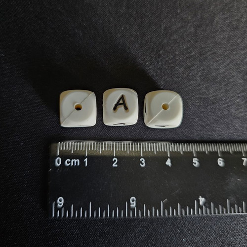 Silicone beads letter A, set of 3