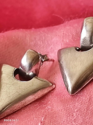 Silver 925 stud earrings used, triangular vintage style
