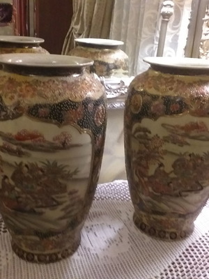 Satsuma vases old set pair height 36 cm