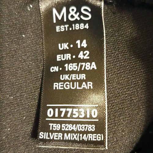 Marks & Spencer women's leggings new, black with silver, size 14