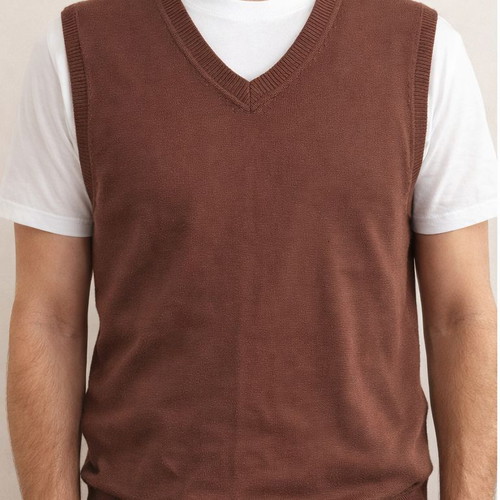 Men's 100% Cotton Vest Used, Brown Color