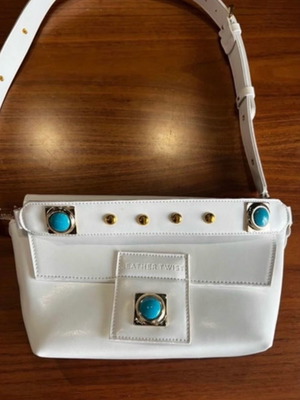 Leather Twist bag like new, white with metal details