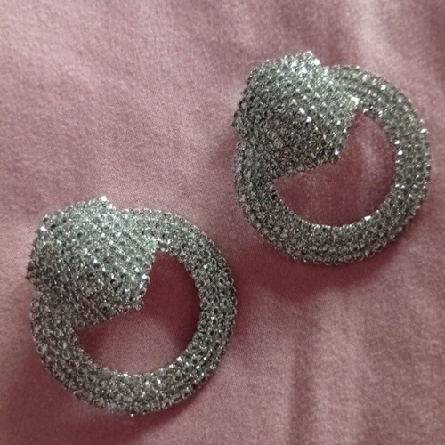 Hoop earrings with rhinestones, diameter 5cm, new