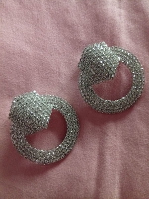 Hoop earrings with rhinestones, diameter 5cm, new