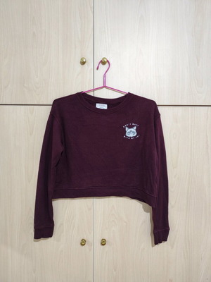 Pull & Bear burgundy long-sleeve blouse used with Grumpy Cat design