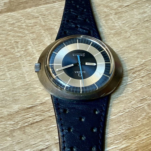 Omega Geneve Dynamic watch used, manual winding, white and blue