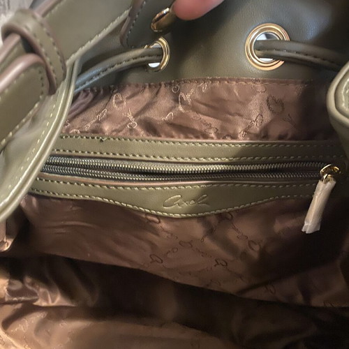 Axel Olive Green Bucket Shoulder Bag New with Gold Details