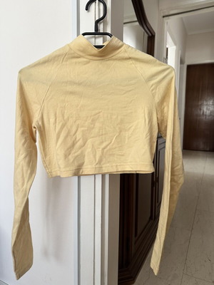 Crop long-sleeve top H&M like new, yellow, size S