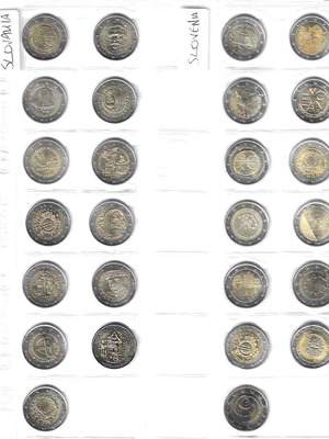 2ευρα αναμνηστικά Σλοβακίας και Σλοβενίας σαν καινούργια, 8 νομίσματα
