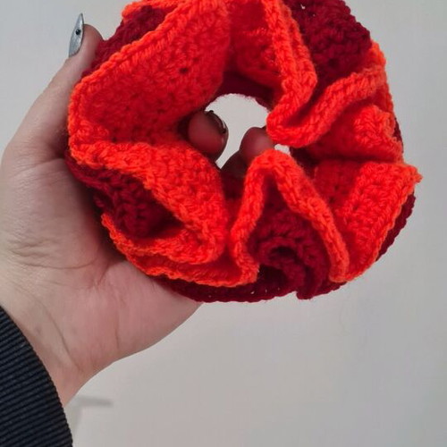 Handmade scrunchy new, red and orange