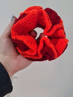 Handmade scrunchy new, red and orange