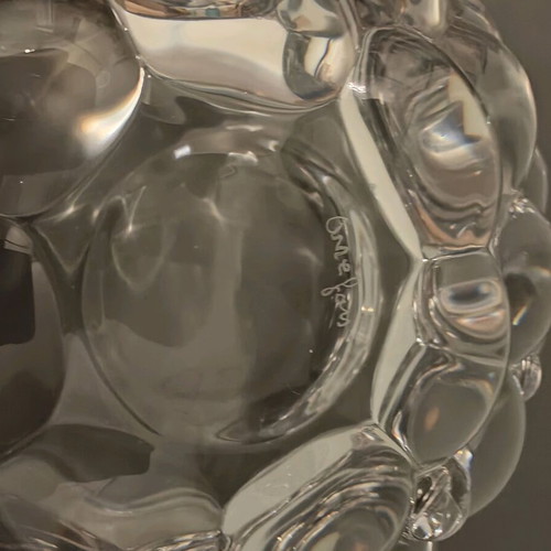 Orrefors Raspberry crystal bowl and candleholder like new