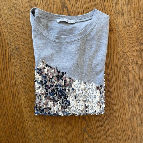 Zara T-shirt with sequins like new, gray and silver, size S