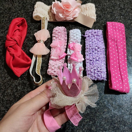 Baby hair ribbons like new, set of 8 multicolored