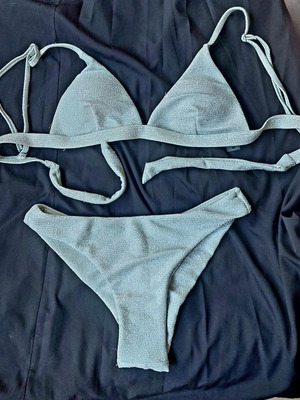 Decoro Shimmering Lurex Triangle Bikini Set mint silver-blue like new