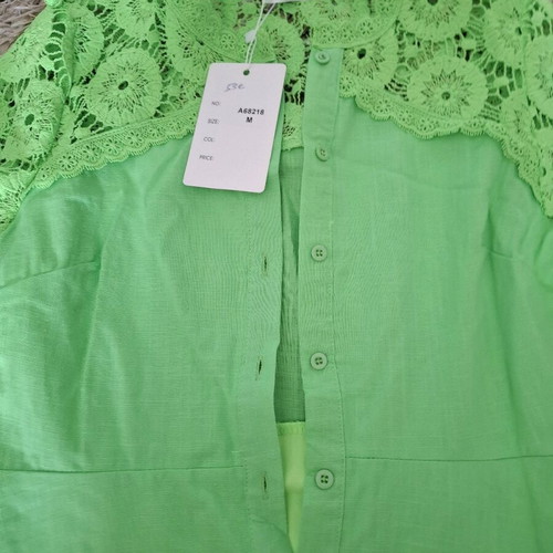 Linen dress light green new, size M