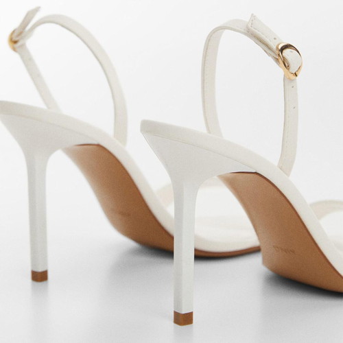 Mango Katia White Strappy Slingback Heeled Sandals like new