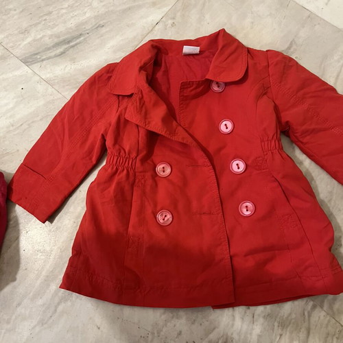 Mauli red toddler trench coat like new, size 98 cm, 2 years