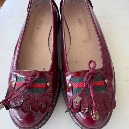 Sonia by Sonia Rykiel women's loafers used, burgundy patent leather size 39