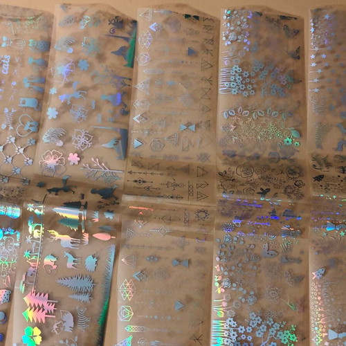 Ολογραφικά αυτοκόλλητα νυχιών Aurora Glass καινούργιο, πακέτο 5 τεμ.
