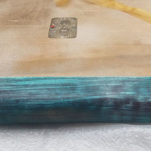 Handmade Wedding Baptism Album with Leather and Wooden Cover
