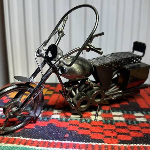 Vintage handmade metal chopper motorcycle decoration