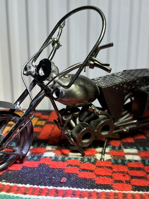 Vintage handmade metal chopper motorcycle decoration