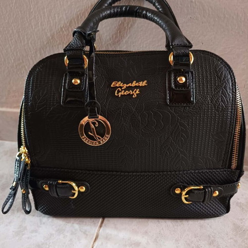 Elizabeth George handbag new, black with embossed floral texture