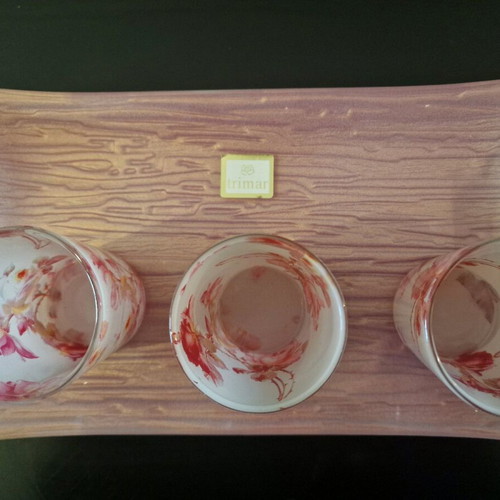 Trimar glass tray and glasses like new
