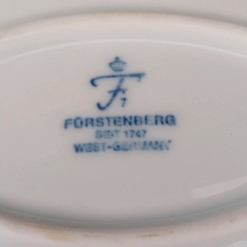 Vintage Furstenberg Germany serving platter with metal base