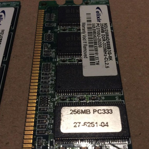 Elixir 256MB DDR1 RAM PC2100U 266 MHz computer memory set of 2 used