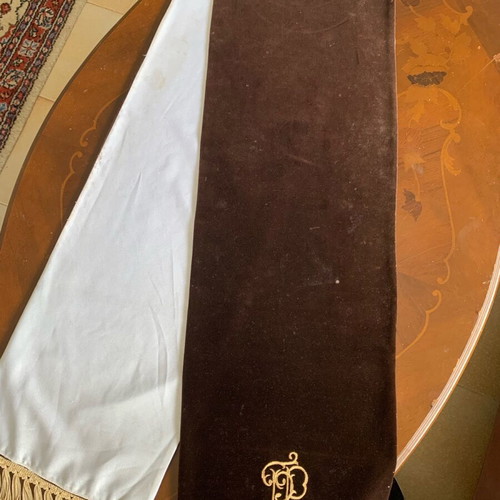 Luxury velvet double-sided table runner like new with gold monogram