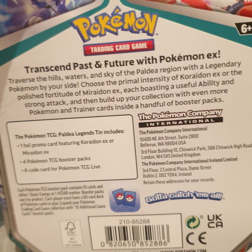 Box Paldea Legends Pokemon TCG Tin like new