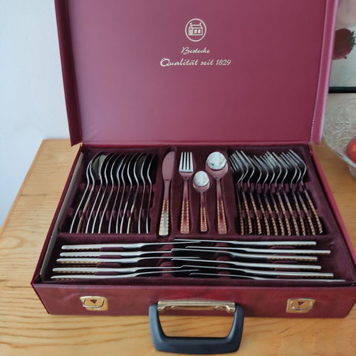 Solingen cutlery set 68 pieces stainless steel 18/10 gold details with luxury case