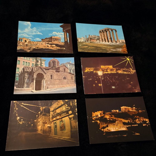 Collection of 6 vintage postcards Athens - Acropolis and Plaka like new