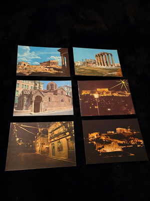 Collection of 6 vintage postcards Athens - Acropolis and Plaka like new