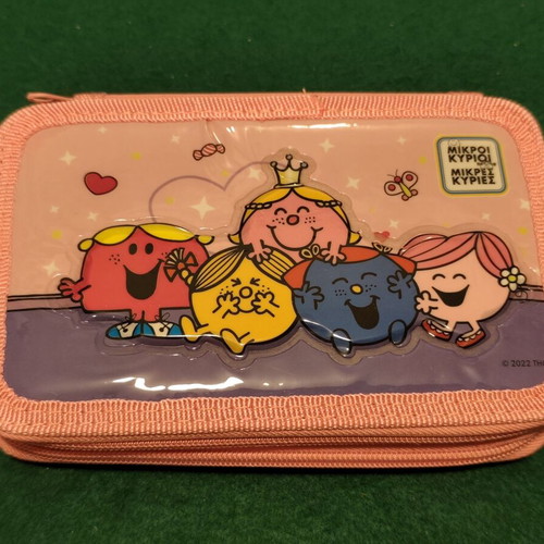Little Miss Mr. Men children's double-zip pencil case, pink