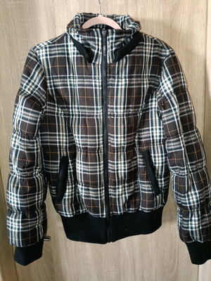 Checked Bomber Puffer Jacket used, black, size L