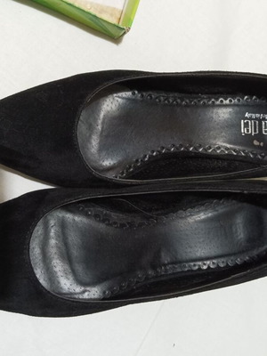 Via dei Black Castor Leather Pointed Shoes Size 37 New