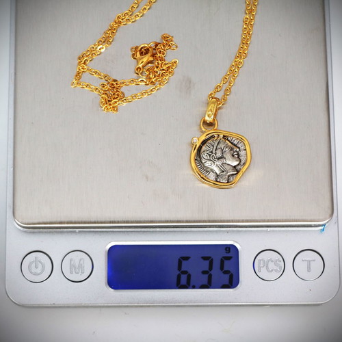 Tetradrachm Athena Owl New Silver Replica Pendant with Chain