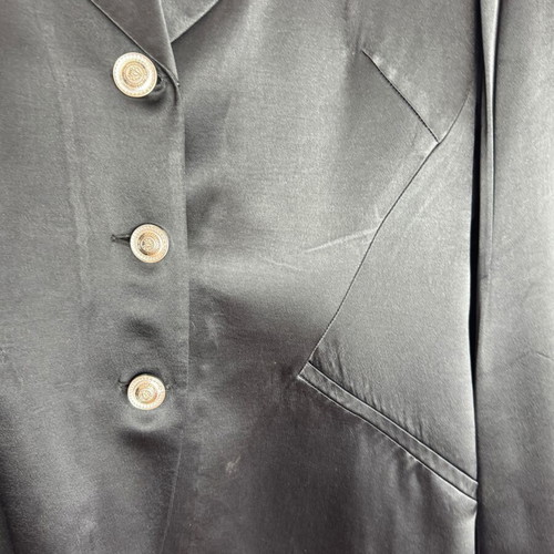 Black satin jacket women's XL used with unique buttons