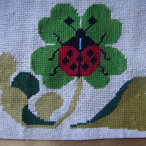Vintage ‘80s embroidery cash napkin “Ladybug” like new